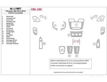 Chrysler 200 2011-UP Ensemble complet, kit de garniture de tableau de bord intérieur Cabrio BD - 1