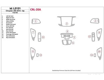 Chrysler 200 2015-UP Kit de garniture de tableau de bord intérieur BD complet - 1