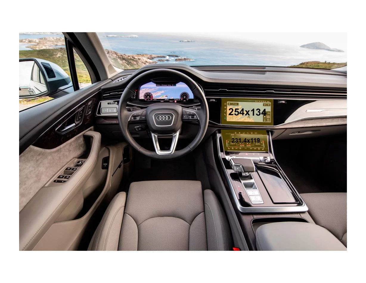 Audi Q7 II (4M) Facelift 2019- Present Multimedia + Climate-Control 10,1-8,6" ExtraShield Screeen Protector - 1