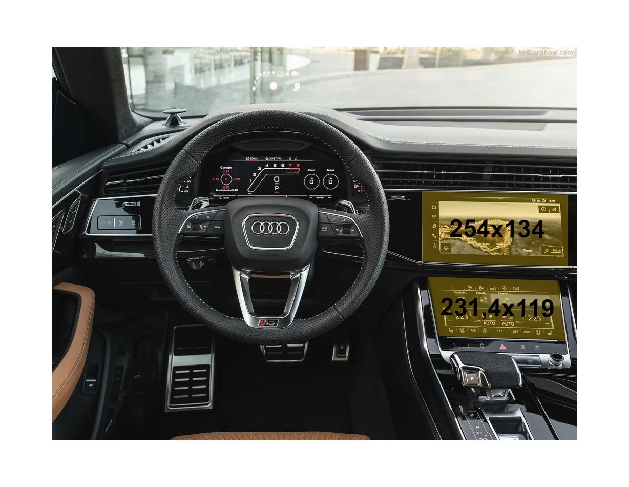 Audi Q8 (4MN) 2018 - Present Multimedia + Climate-Control 10,1-8,6" ExtraShield Screeen Protector - 1 - Interior Dash Trim Kit