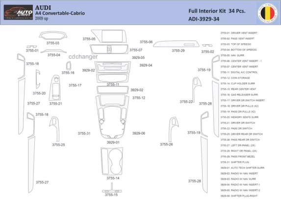 Audi A4 B8 2008–2016 Intérieur WHZ Kit habillage tableau de bord 34 Pièces - 1
