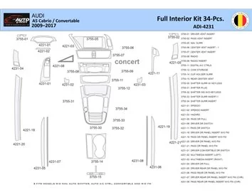 Audi A5 Cabrio 2008–2016 Intérieur WHZ Kit de garniture de tableau de bord 40 pièces - 1
