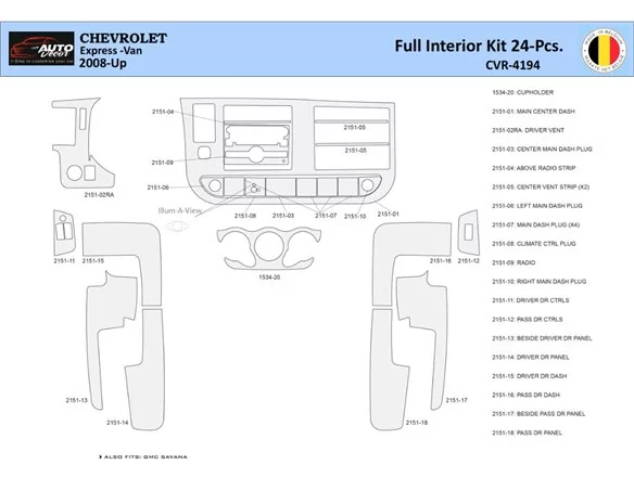Chevrolet Express 2008-2020 Interieur WHZ Dashboard sierset 24-delig - 1