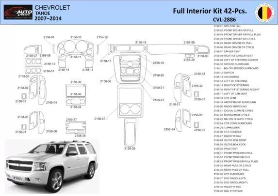 Chevrolet Tahoe 2007-2014 Interieur WHZ Dashboard trim kit 42 Delig - 1