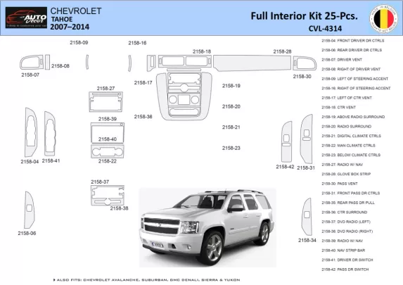 Chevrolet Tahoe 2007-2014 Interieur WHZ Dashboard trim kit 25 Delig - 1
