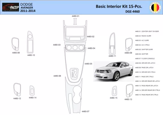 Dodge Avenger 2010-2014 Intérieur WHZ Kit de garniture de tableau de bord 15 pièces - 1