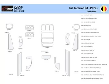 Dodge Caravan 2001-2004 Intérieur WHZ Kit de garniture de tableau de bord 19 pièces - 1
