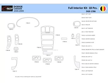 Dodge Caravan 2005-2007 Intérieur WHZ Kit de garniture de tableau de bord 18 pièces - 1
