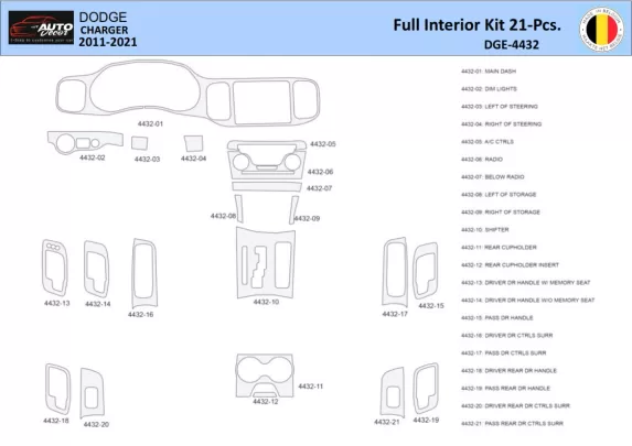 Dodge Charger LD 2011-2022 Intérieur WHZ Kit de garniture de tableau de bord 21 pièces - 1
