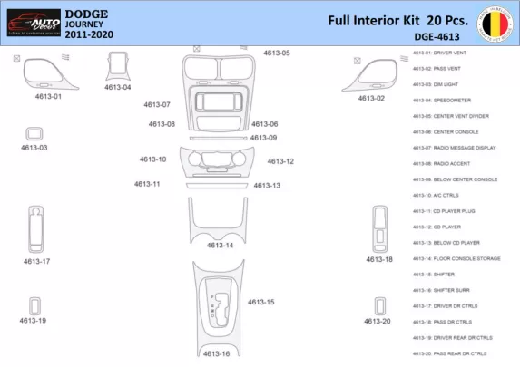 Dodge Journey 2011-2022 Interior WHZ Dashboard trim kit 20 Parts - 1 - Interior Dash Trim Kit
