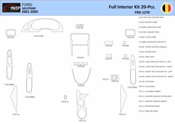Ford Mustang 2001-2005 Interieur WHZ Dashboard trim kit 20 Delig - 1