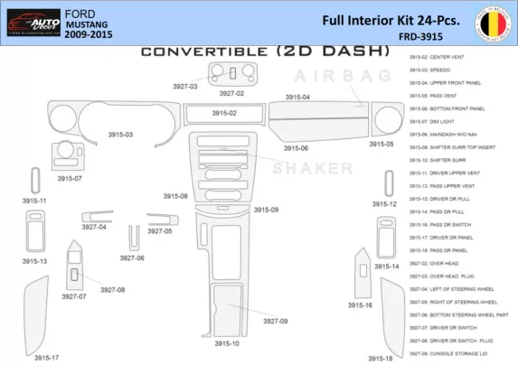 Ford Mustang 2010-2015 Interieur WHZ Dashboard trim kit 24 Delig - 1