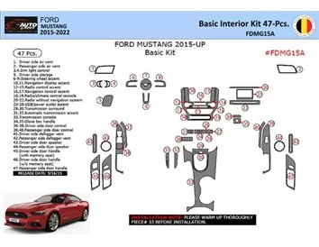 Ford Mustang 2015-2023 Intérieur WHZ Kit de garniture de tableau de bord 47 pièces - 1