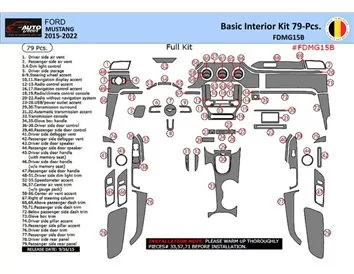 Ford Mustang 2015-2023 Intérieur WHZ Kit de garniture de tableau de bord 67 pièces - 1