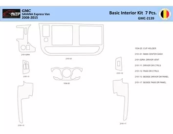 GMC Savana 2008-2020 Intérieur WHZ Kit de garniture de tableau de bord 7 pièces - 1
