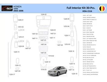 Honda Civic 2002-2005 Intérieur WHZ Kit de garniture de tableau de bord 30 pièces - 1