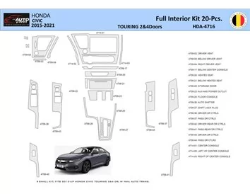 Honda Civic XI 2015-2021 Intérieur WHZ Kit de garniture de tableau de bord 20 pièces - 1