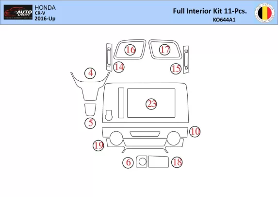 Honda CR-V 2016-2022 Interior WHZ Dashboard trim kit 15 Parts - 1 - Interior Dash Trim Kit