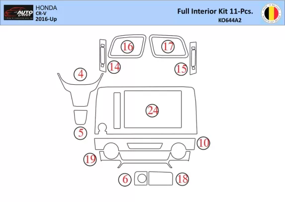 Honda CR-V 2016-2022 Interieur WHZ Dashboard trim kit 16 delig - 1