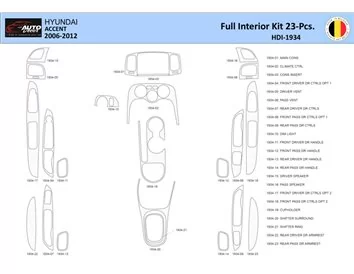 Hyundai Accent 2005-2011 Intérieur WHZ Kit de garniture de tableau de bord 23 pièces - 1