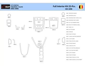 Hyunda Coupé 2004-2008 Intérieur WHZ Kit de garniture de tableau de bord 22 pièces - 1