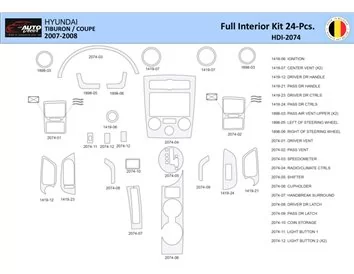 Hyunda Coupé 2007-2008 Intérieur WHZ Kit de garniture de tableau de bord 24 pièces - 1