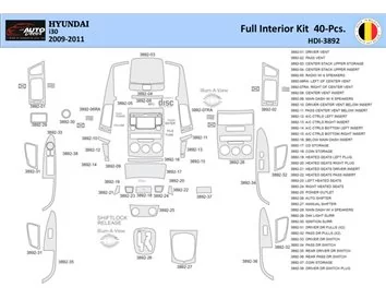 Hyundai-i30 2009-2011 Intérieur WHZ Kit de garniture de tableau de bord 40 pièces - 1