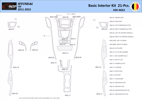Hyundai i40 2011-2015 Interieur WHZ Dashboard trim kit 21 Delig - 1