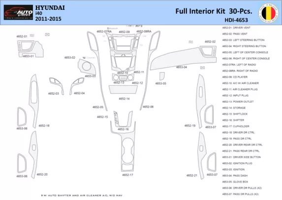 Hyundai i40 2011-2015 Interieur WHZ Dashboard sierset 30 delig - 1