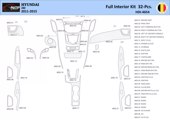 Hyundai i40 2011-2015 Interieur WHZ Dashboard sierset 32 delig - 1