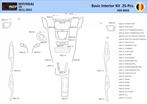 Hyundai i40 2011-2015 Interieur WHZ Dashboard sierset 25 delig - 1