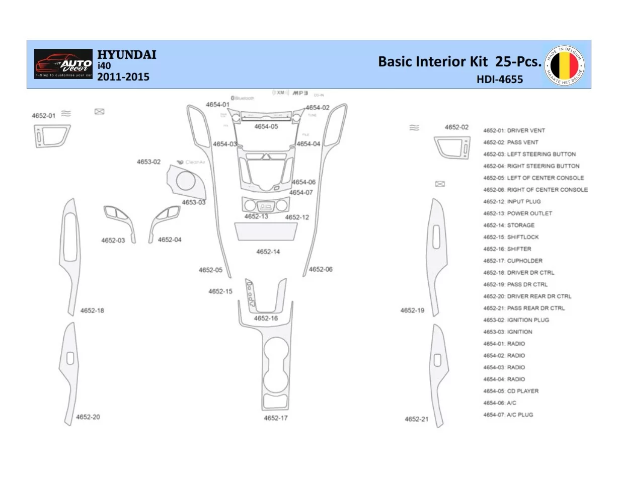 Hyundai i40 2011-2015 Interieur WHZ Dashboard sierset 25 delig - 1