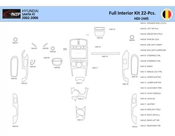 Hyundai Santa Fe 2002-2006 Intérieur WHZ Kit de garniture de tableau de bord 22 pièces - 1