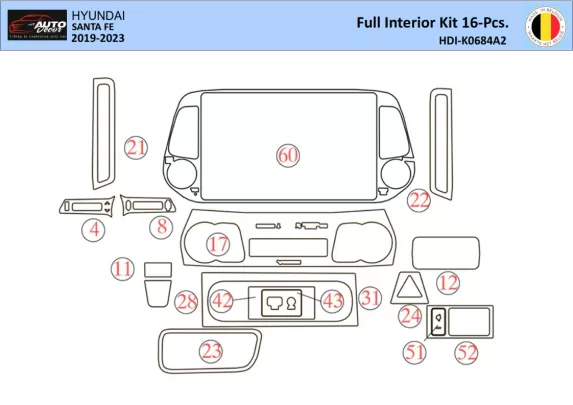 Hyundai Santa Fe 2019-2022 Interieur WHZ Dashboard sierset 31 delig - 1