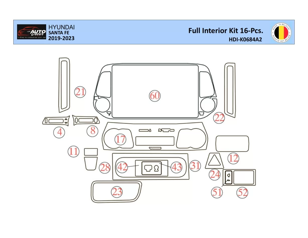 Hyundai Santa Fe 2019-2022 Interieur WHZ Dashboard sierset 31 delig - 1