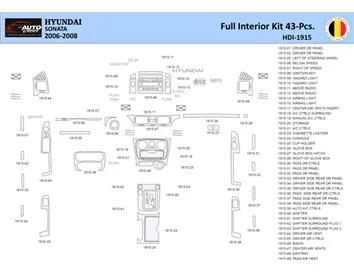 Hyundai Sonata 2006-2008 Intérieur WHZ Kit de garniture de tableau de bord 43 pièces - 1