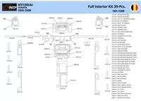 Hyundai Sonata 2006-2008 Intérieur WHZ Kit de garniture de tableau de bord 39 pièces - 1