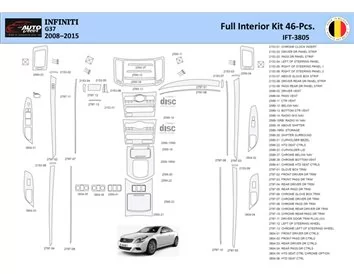 Infiniti G37 2008–2015 Sedan Interieur WHZ Dashboard trim kit 46 Onderdelen - 1
