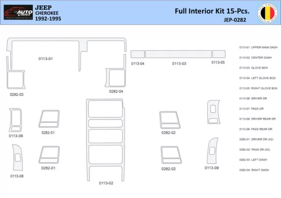 Jeep Cherokee 1992-1995 Interieur WHZ Dashboard trim kit 15 Delig - 1