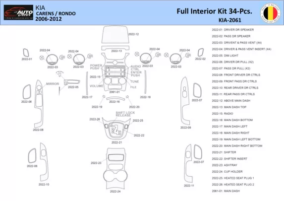 KIA Carens 2009 Interieur WHZ Dashboard trim kit 34 delig - 1