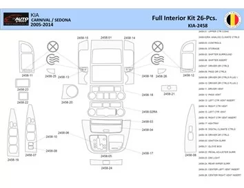 Kia Carnival 2005-2014 Interieur WHZ Dashboard trim kit 26 delig - 1