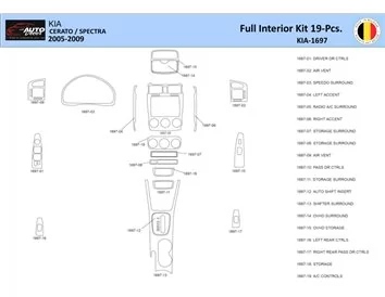 KIA Cerato-2005 Intérieur WHZ Kit de garniture de tableau de bord 19 pièces - 1