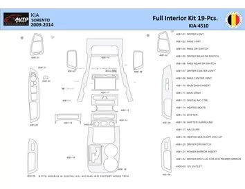KIA Sorento 2011 Intérieur WHZ Kit de garniture de tableau de bord 19 pièces - 1