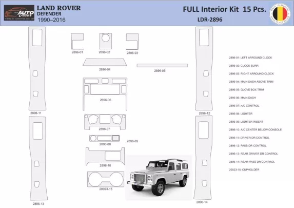 Land Rover Defender 2008 Intérieur WHZ Kit de garniture de tableau de bord 15 pièces - 1