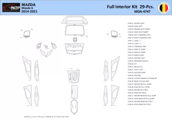 Mazda 6-2014-2021 Interior WHZ Dashboard trim kit 29 Parts - 1 - Interior Dash Trim Kit
