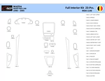 Mazda MX5 2000 Intérieur WHZ Kit de garniture de tableau de bord 23 pièces - 1