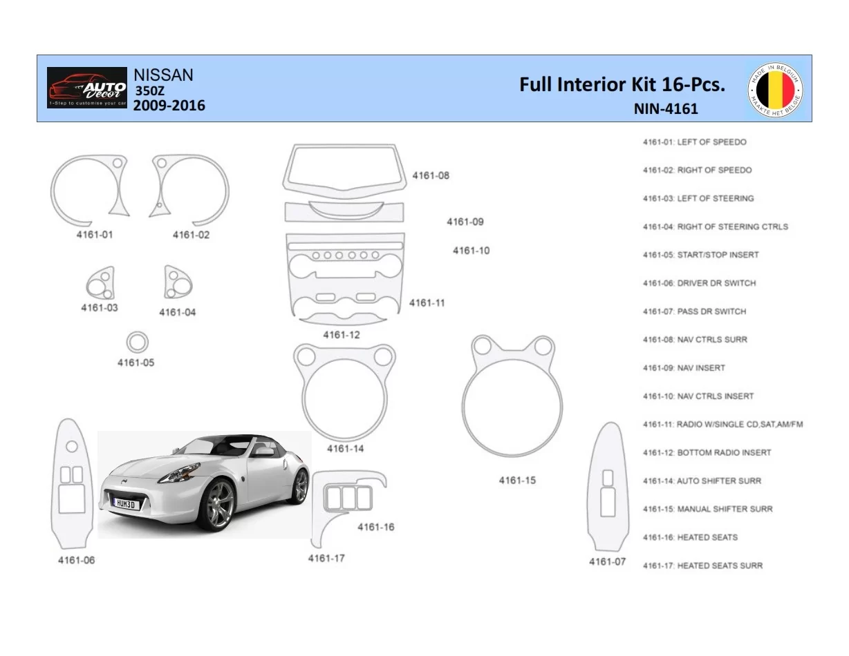 Nissan 370Z-2009 Interieur WHZ Dashboard sierset 16 delig - 1
