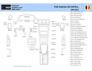 Nissan Altima 2009-2013 Intérieur WHZ Kit de garniture de tableau de bord 34 pièces - 1