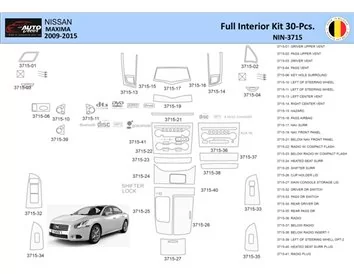 Nissan Maxima 2009-2015 Intérieur WHZ Kit de garniture de tableau de bord 30 pièces - 1