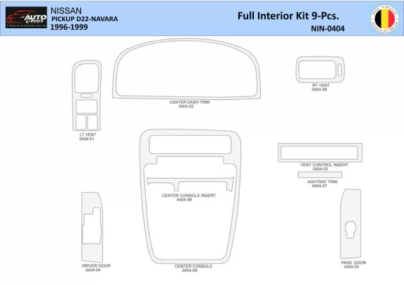 Nissan Navara Pickup 1996-1999 Interior WHZ Dashboard trim kit 9 Parts - 1 - Interior Dash Trim Kit